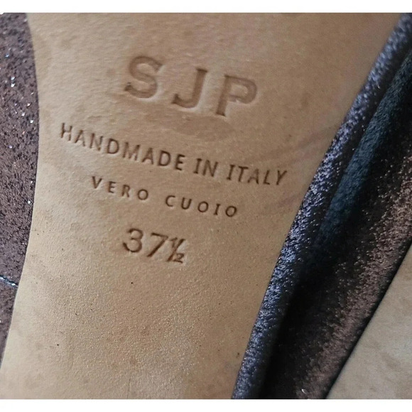 SJP SARAH JESSICA PARKER FAWN 70 GLITTER HEELS SPARKLE SILVER BLACK SZ EU 37.5 - Picture 10 of 10